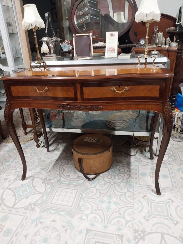 Vintage French Louis XVI Style Marquetry Console Table. 42" wide by 19" deep by 34" high. Excellent condition. 