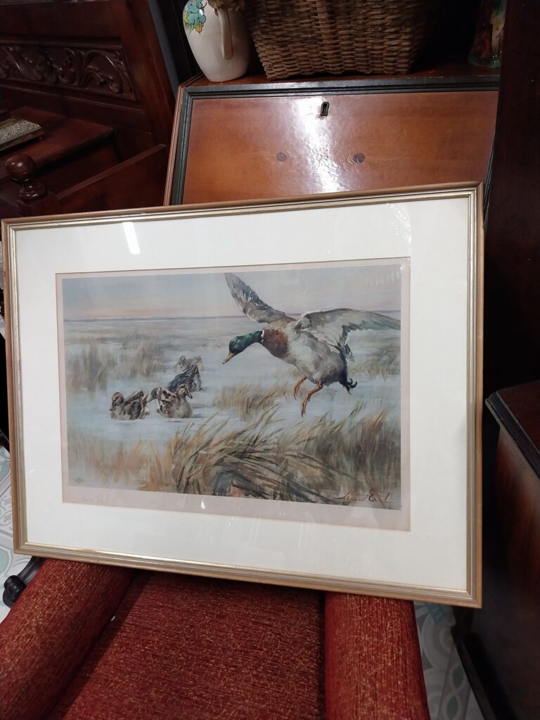 Antique Photogravure of Painting by Maud Earl
(English Artist 1864-1943). Signed Bottom left corner by Artist. Frame Measures 27" by 21" Print measures 21" by 14" Very good condition.