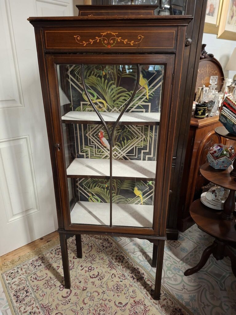 Edwardian Mahogany Inlaid Display Cabinet. Measures 23" wide 60" high by 11" deep €235
