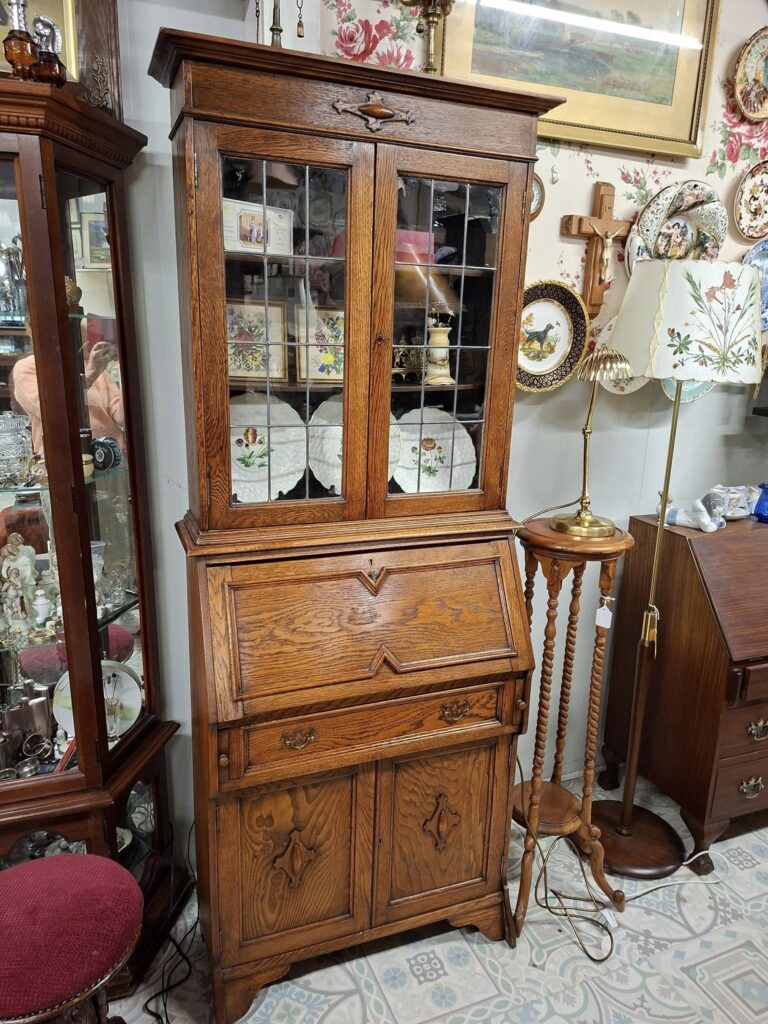 Oak Arts and Crafts Bureau Bookcase. Neat size 29.5" wide 12.5" deep 75" high. €395