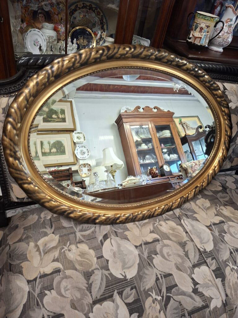 Antique Gilt Bevelled Mirror. Measures 34.5" by 24.5". Excellent condition. €115