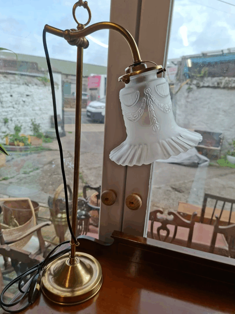 Mid-century French Heavy Brass Adjustable Desk/Table Lamp. Measures 23" high on 7" base. In very good condition. €87