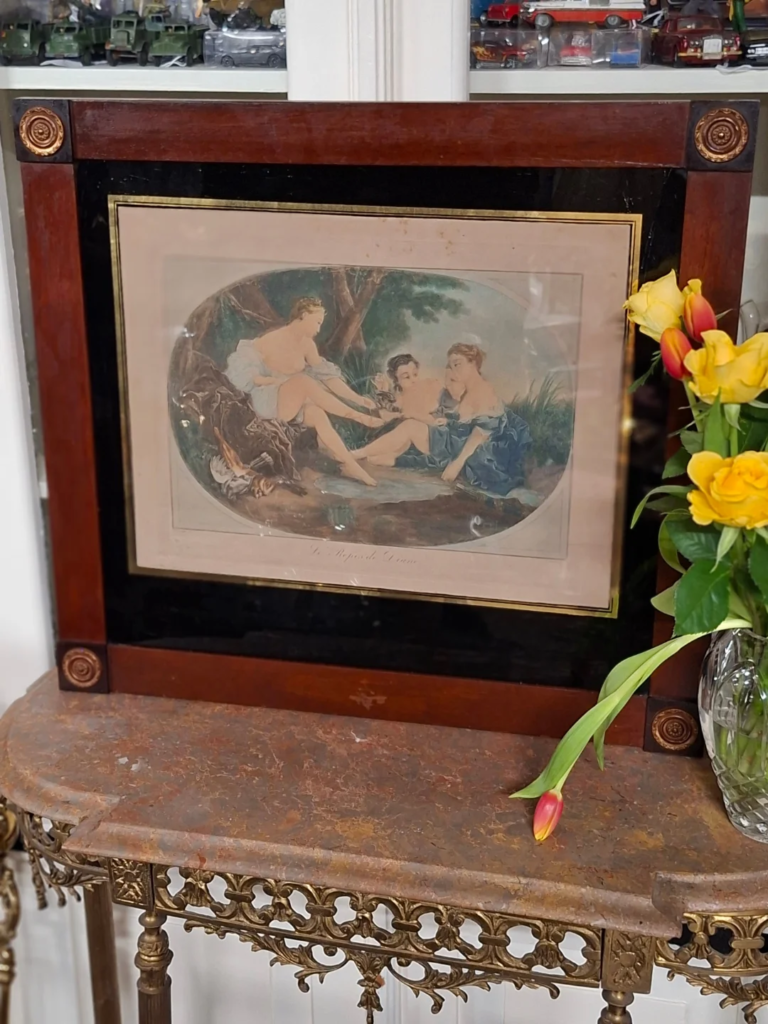 Antique Portuguese Print " Le Repose de Dianer" after painting by F Boucher, French Artist (1703-1770)
Printed Lisbon by J Massard. Circa 1870/80
Lovely detail to frame. Measures 25" by 21"