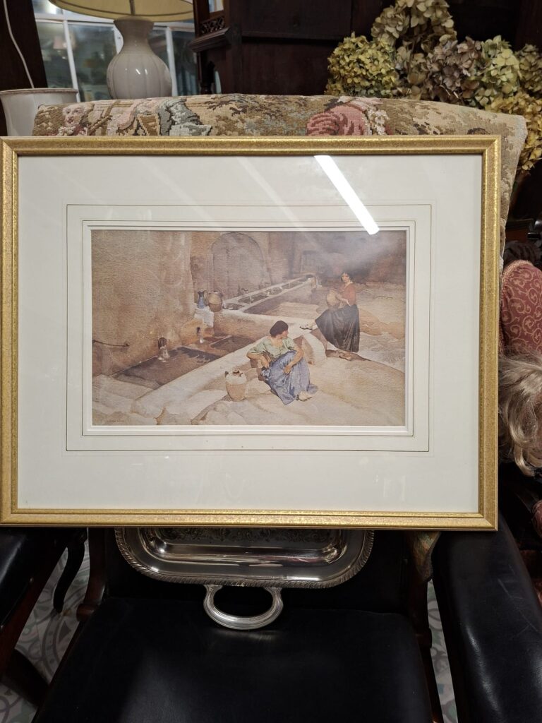 Pair of prints after Sir William Flint. Original watercolors. Frames measure 23.5" by 28.5" and 22" by 18" Perfect condition.