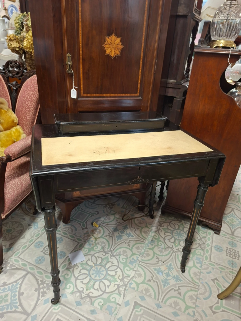 Antique Aesthetic Movement Ebonised Writing Table circa 1880. Measures 31" wide by 20.5" deep by 31" high.