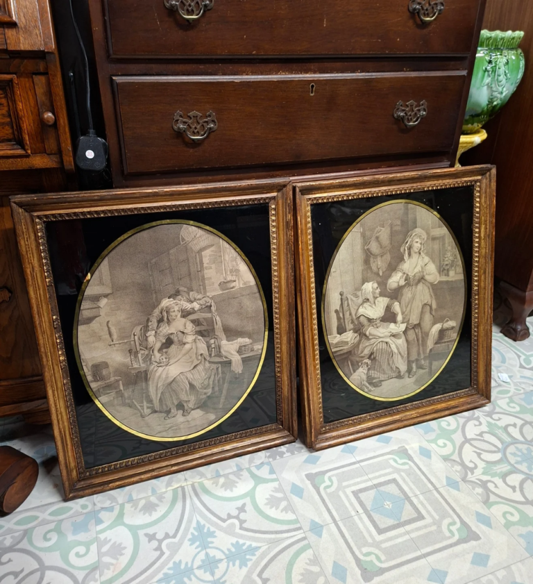 Pair of Georgian Prints, Published February 21
1788. Nice detailed description on reverse of frame. Frames measure 18" by 22" Lovely condition.