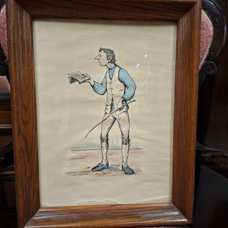 Set of Three Prints by American Illustrator and Printer, Phillip G Reed (1908-1989). Two Dickenson characters Mr. Picwick and Tony Wellor. Ichabod Crane from Sleepy Hollow. All c.1936 Nice original oak frames. 18" by 13" Very good condition.